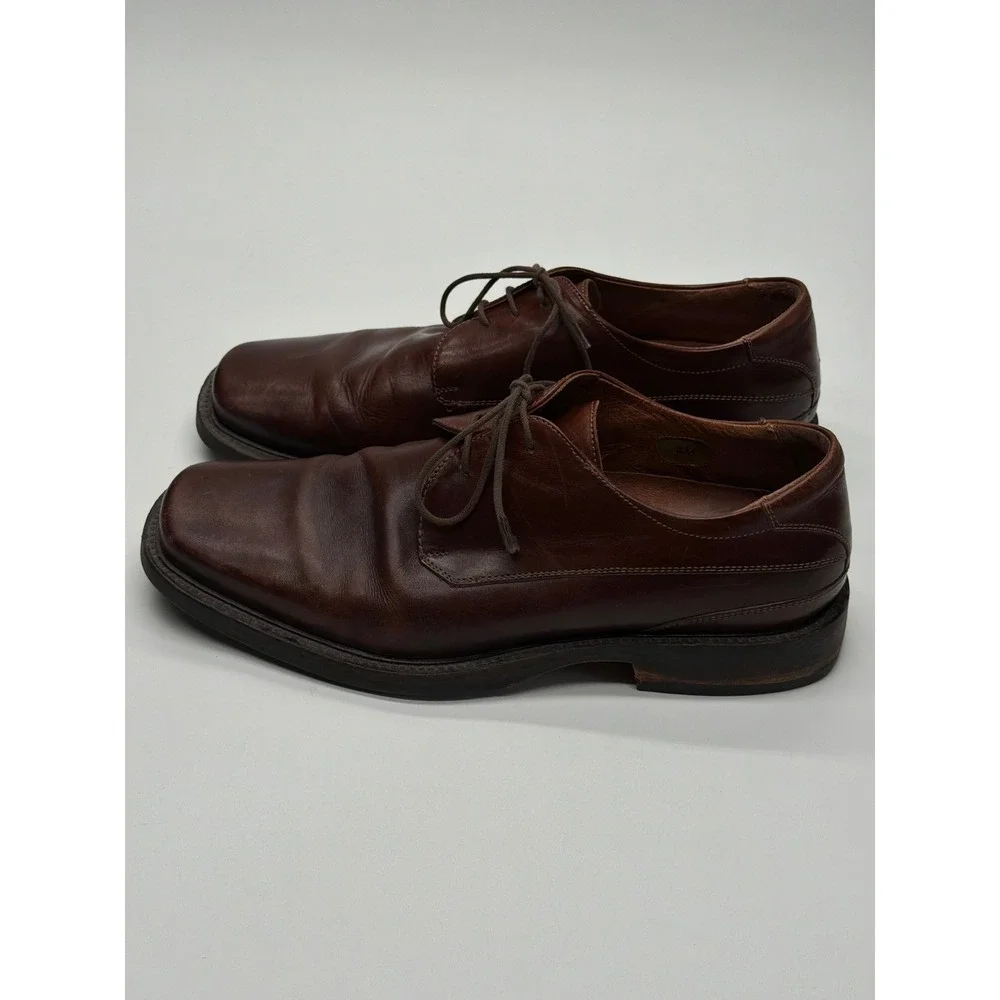 Johnston & Murphy Mens Brown Leather Square Toe Handcrafted Derby Shoes Size 9.5